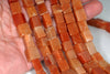 9-12MM Orange Aventurine Gemstone Square Cube Loose Beads 7.5 inch Half Strand (90182213-A115)