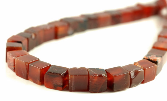 10MM Carnelian Agate Gemstone Square Cube Loose Beads 7.5 inch Half Strand (90182217-A115)