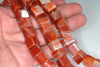 10-12MM Carnelian Agate Gemstone Square Cube Loose Beads 7.5 inch Half Strand (90182220-A115)