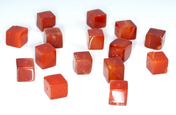 12MM Carnelian Agate Gemstone Square Cube Loose Beads 7.5 inch Half Strand (90182222-A116)