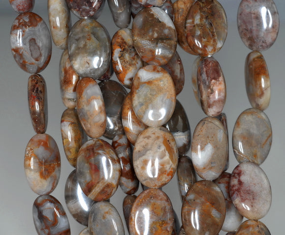 18x13MM Mexican Lace Agate Gemstone Oval Loose Beads 7.5 inch Half Strand (90182412-A118)