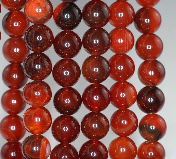 10MM Red Agate Gemstone Round Loose Beads 7.5 inch Half Strand (90182333-A118)