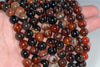 10MM Brown Red Agate Gemstone Round Loose Beads 7.5 inch Half Strand (90182421-A118)