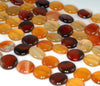 14MM Carnelian Agate Gemstone Flat Round Circle Loose Beads 7 inch Half Strand (90182420-A119)