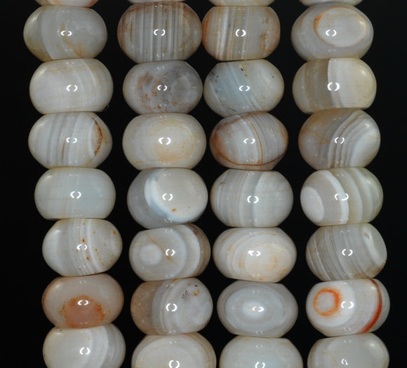 14x10MM White Lace Agate Gemstone Rondelle Loose Beads 7.5 inch Half Strand (90182337-A119)