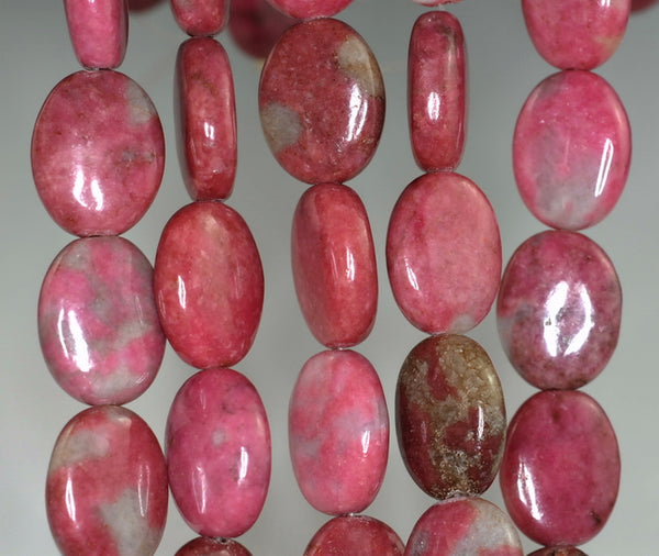 20x16MM Rhodonite Gemstone Grade AA Oval Loose Beads 7.5 inch Half Strand (90182338-A119)