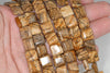 10MM Picture Jasper Gemstone Square Loose Beads 7.5 inch Half Strand (90182348-A119)