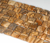 10MM Picture Jasper Gemstone Square Loose Beads 7.5 inch Half Strand (90182348-A119)