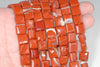 11MM Red Brecciated Jasper Gemstone Square Loose Beads 7.5 inch Half Strand (90182373-A119)