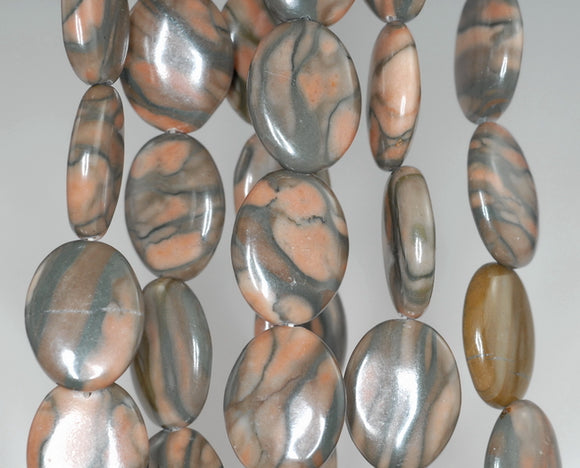 20x15MM Ribbon Jasper Gemstone Oval Loose Beads 7.5 inch Half Strand (90182368-A120)