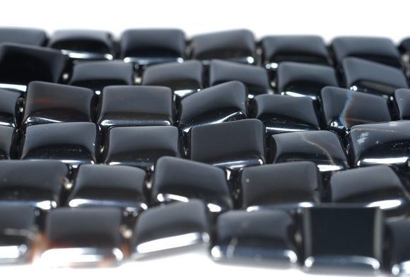 12MM Black Agate Gemstone Square Loose Beads 15.5 inch Full Strand (90182359-A120)