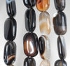 23x14MM Black Agate Gemstone Rectangle Cusion Loose Beads 7 inch Half Strand (90182362-A118)