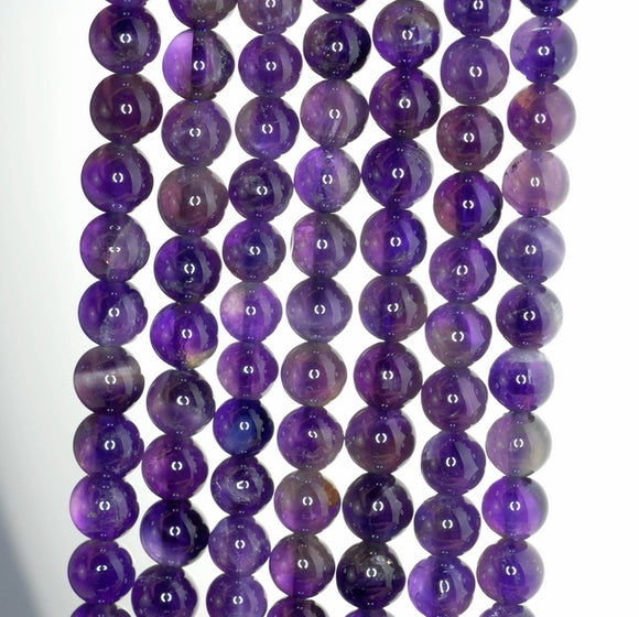 5-6MM Dark Amethyst Gemstone Round Loose Beads 16 inch Full Strand (90182377-A117)