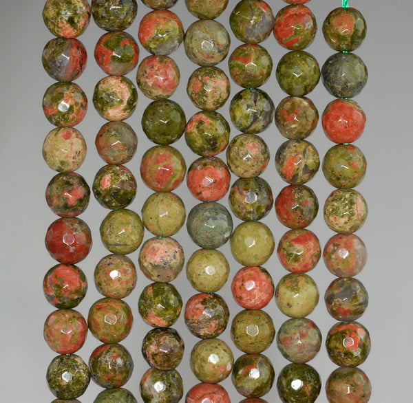 6MM Unakite Gemstone Faceted Round Loose Beads 15 inch Full Strand (90182387-A117)