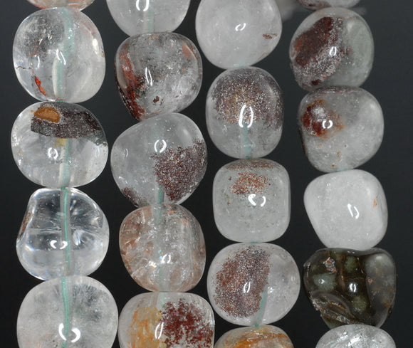 12X11-13X14MM Phantom Quartz Gemstone Nugget Pebble Loose Beads 7.5 inch Half Strand (90182407-A122)