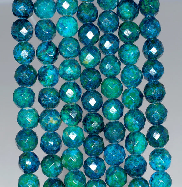 8MM Chrysocolla Gemstone Faceted Round Loose Beads 15.5 inch Full Strand (90182622-A141)