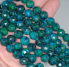 10MM Chrysocolla Gemstone Faceted Round Loose Beads 7.5 inch Half Strand (90183140-A142)