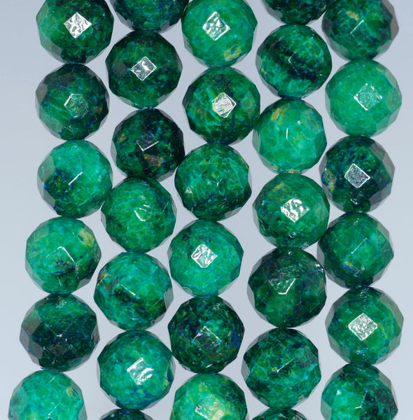 12MM Chrysocolla Gemstone Faceted Round Loose Beads 15.5 inch Full Strand (90182624-A137)