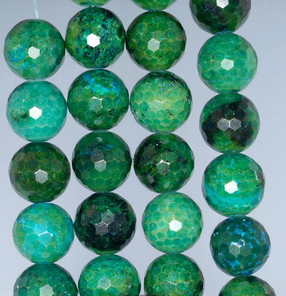 14MM Chrysocolla Gemstone Faceted Round Loose Beads 7.5 inch Half Strand (90182626-A137)