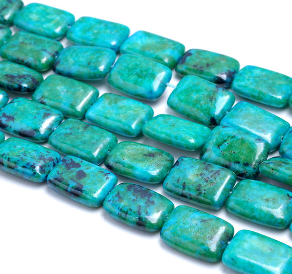 18x13MM Chrysocolla Gemstone Rectangle Loose Beads 7.5 inch Half Strand (90183023-A141)