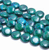 14MM Chrysocolla Gemstone Flat Round Loose Beads 7.5 inch Half Strand (90183000-A141)