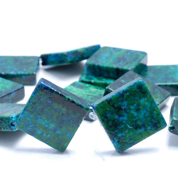 30MM Chrysocolla Gemstone Square Diagonal Loose Beads 7 inch Half Strand (90182999-A141)