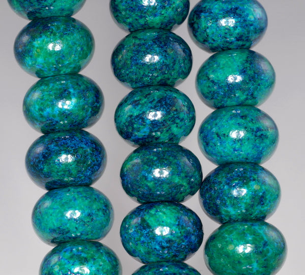 18x13MM Chrysocolla Gemstone Rondelle Loose Beads 7.5 inch Half Strand (90182643-A140)