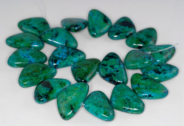 30x20MM Chrysocolla Gemstone Flat Triangle Loose Beads 15.5 inch Full Strand (90182649-A140)