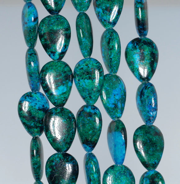 18x13MM Chrysocolla Gemstone Teardrop Flat Loose Beads 15.5 inch Full Strand (90182652-A139)