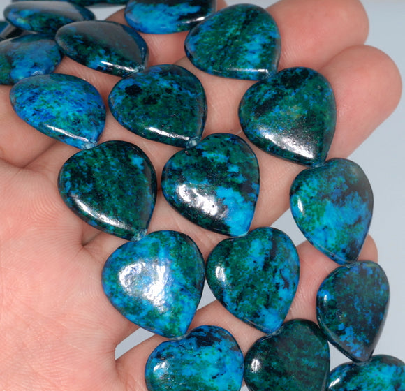 20MM Chrysocolla Gemstone Love Heart Loose Beads 7.5 inch Half Strand (90182654-A139)