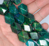 18x13MM Chrysocolla Gemstone Faceted Drum Cube Loose Beads 7.5 inch Half Strand (90182656-A138)