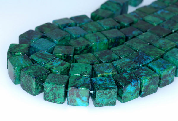 13MM Chrysocolla Gemstone Square Cube Loose Beads 7.5 inch Half Strand (90182728-A138)