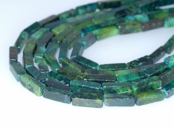 13x4-13x3MM Chrysocolla Gemstone Rectangle Tube Loose Beads 15.5 inch Full Strand (90182658-A138)