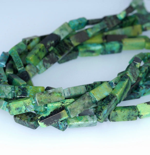 13x6MM Chrysocolla Gemstone Rectangle Tube Loose Beads 16 inch Full Strand (90182659-A138)