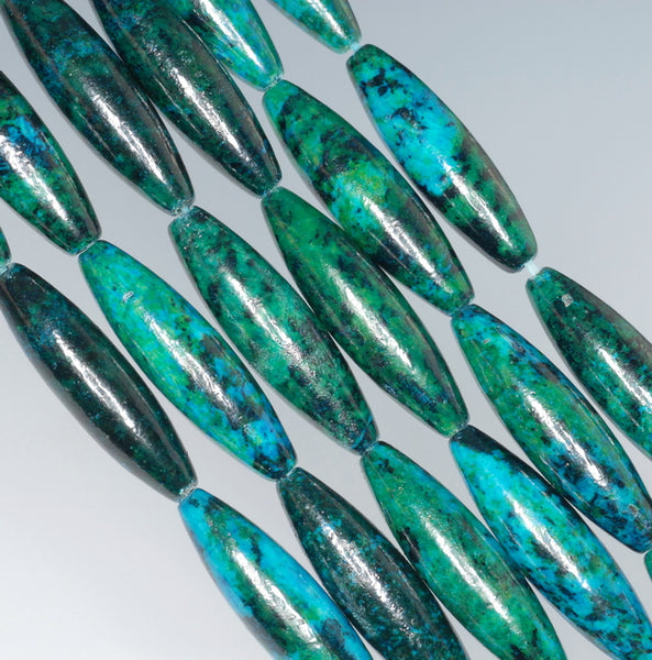 29x8MM Chrysocolla Gemstone Barrel Tube Loose Beads 7 inch Half Strand (90182730-A139)