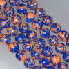 8MM Orange Blue Matrix Turquoise Gemstone Round Loose Beads 7 inch Half Strand (90182682-A144)