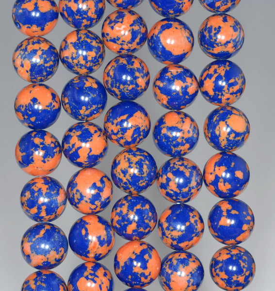 8MM Orange Blue Matrix Turquoise Gemstone Round Loose Beads 7 inch Half Strand (90182682-A144)