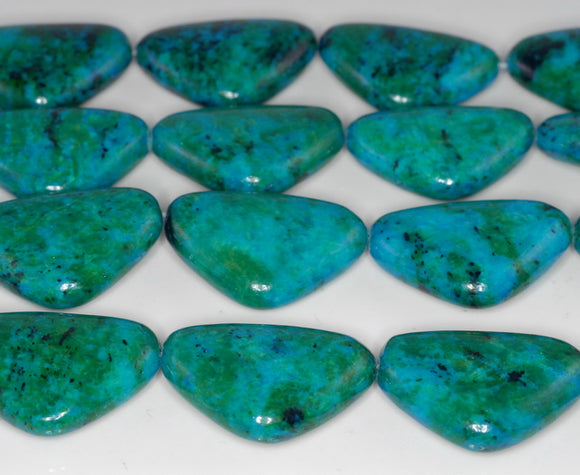 32x21MM Chrysocolla Gemstone Flat Triangle Loose Beads 7 inch Half Strand (90182768-A140)