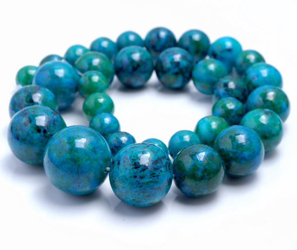 10-20MM Chrysocolla Gemstone Graduated Round Loose Beads 15.5 inch Full Strand (90183141-A142)