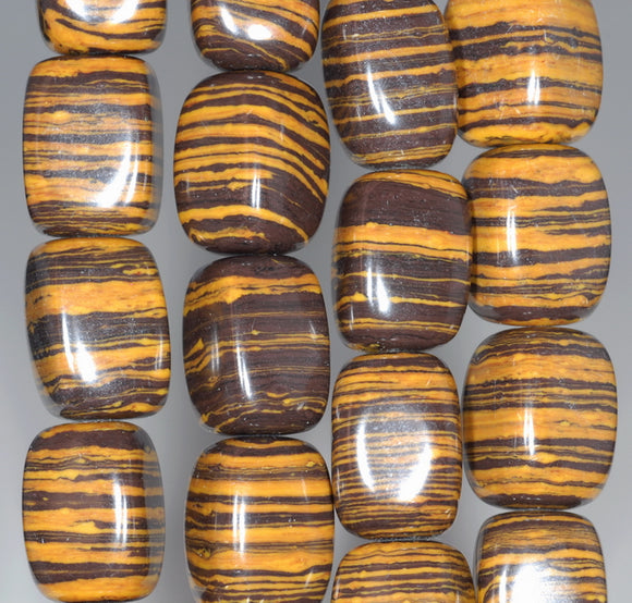 18x13MM Yellow Brown Matrix Turquoise Gemstone Rectangle Cube Loose Beads 15 inch Full Strand (90183161-A142)