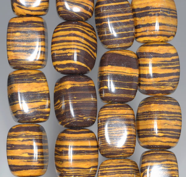 18x13MM Yellow Brown Matrix Turquoise Gemstone Rectangle Cube Loose Beads 7 inch Half Strand (90183162-A142)