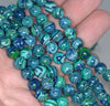 8MM Blue Green Matrix Turquoise Gemstone Round Loose Beads 7.5 inch Half Strand (90183182-A146)