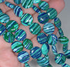 12MM Blue Green Matrix Turquoise Gemstone Flat Round Circle Loose Beads 7.5 inch Half Strand (90183185-A146)