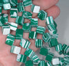 8MM Green White Matrix Turquoise Gemstone Square Cube Diagonal Loose Beads 14.5 inch Full Strand (90183187-A146)