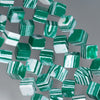 8MM Green White Matrix Turquoise Gemstone Square Cube Diagonal Loose Beads 14.5 inch Full Strand (90183187-A146)