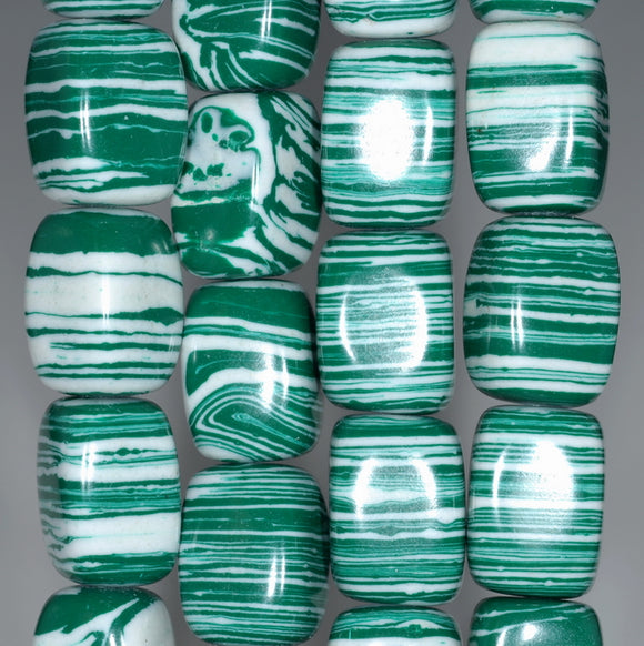 18x13MM Green White Matrix Turquoise Gemstone Rectangle Cube Loose Beads 15 inch Full Strand (90183189-A146)