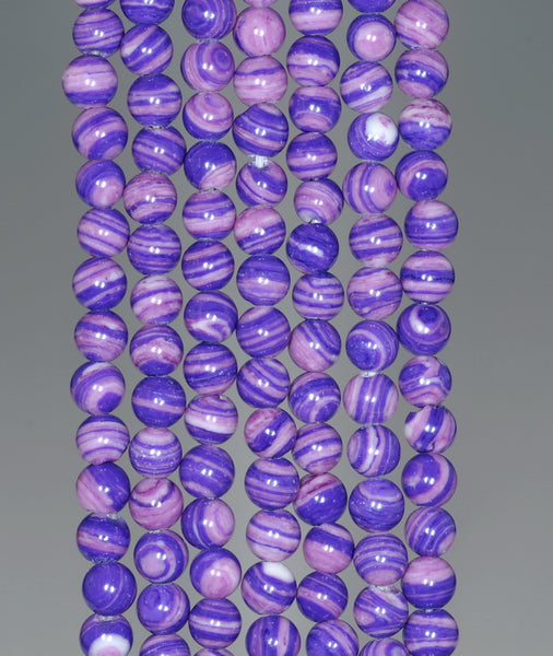 4MM Purple Matrix Turquoise Gemstone Round Loose Beads 15 inch Full Strand (90183200-A147)