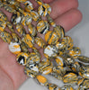 14MM Yellow Black Matrix Turquoise Gemstone Flat Round Circle Loose Beads 7.5 inch Half Strand (90183212-A148)