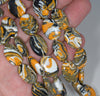 18x13MM Yellow Black Matrix Turquoise Gemstone Oval Loose Beads 7.5 inch Half Strand (90183214-A148)