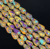 12x8MM Rainbow Matrix Turquoise Gemstone Pear Loose Beads 7.5 inch Half Strand (90183227-A148)